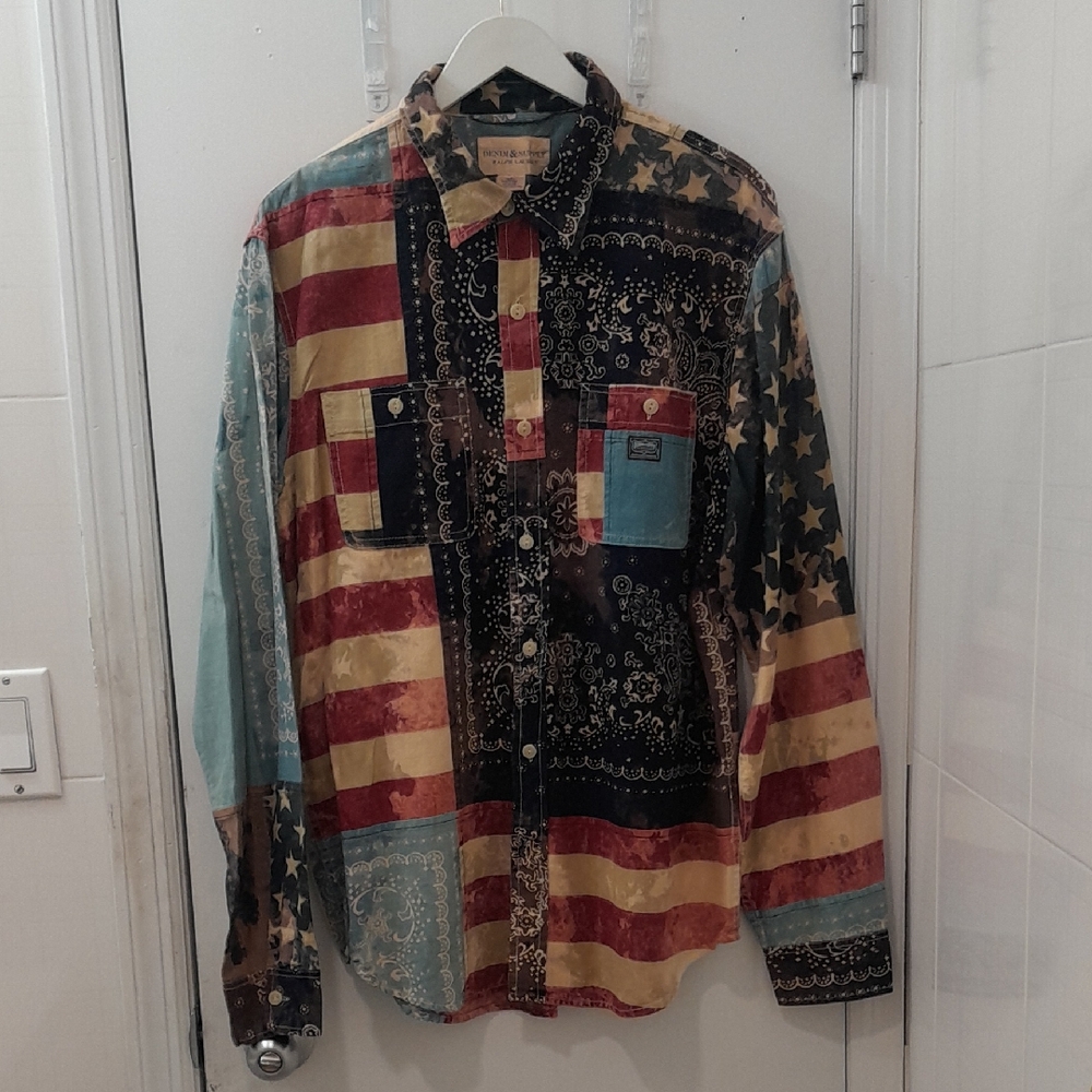 Denim & Supply Ralph Lauren American Flag Patchwork Button Down